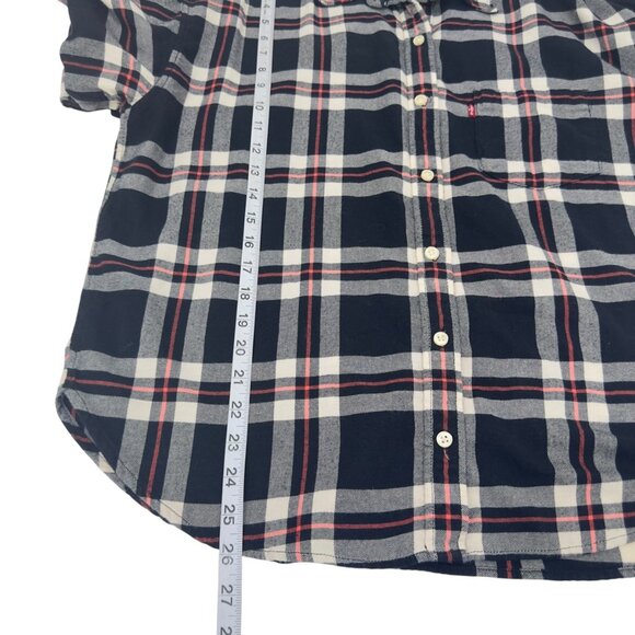 Levis Women Relaxed Fit Plaid Button-Up Shirt SZ Large Black/Red - Picture 6 of 14